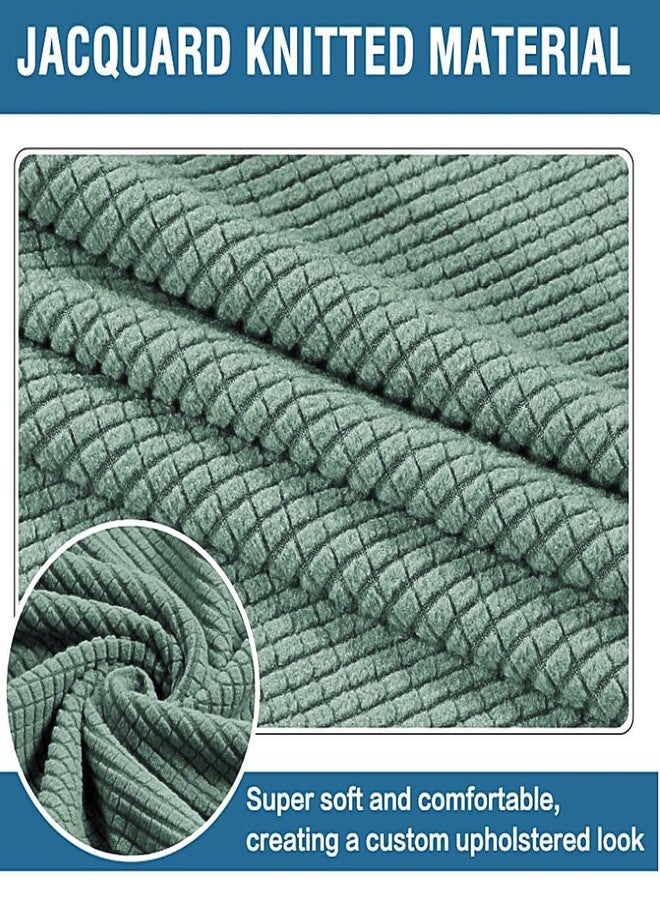 غطاء عثماني مستطيل الشكل من قماش الجاكار المطاطي، قابل للإزالة والطي مع أربطة مطاطية، لون أخضر فاتح كبير - Image 4